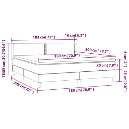 Giroletto a Molle con Materasso Grigio Scuro 180x200 cm Tessuto | homemem39