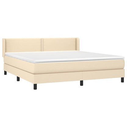 Giroletto a Molle con Materasso Crema 180x200 cm in Tessuto | homemem39