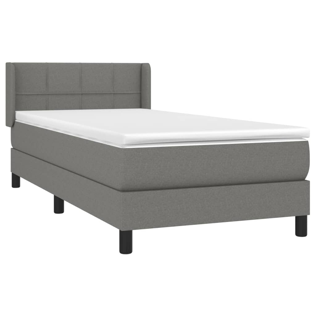 Giroletto a Molle con Materasso Grigio Scuro 90x200 cm Tessuto | homemem39