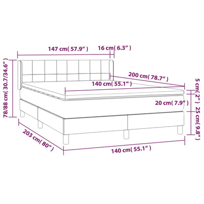 Giroletto a Molle con Materasso Blu 140x200 cm in Tessuto | homemem39