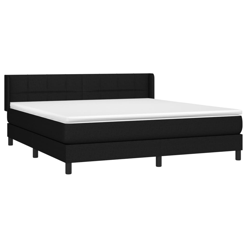 Giroletto a Molle con Materasso Nero 160x200 cm in Tessuto | homemem39