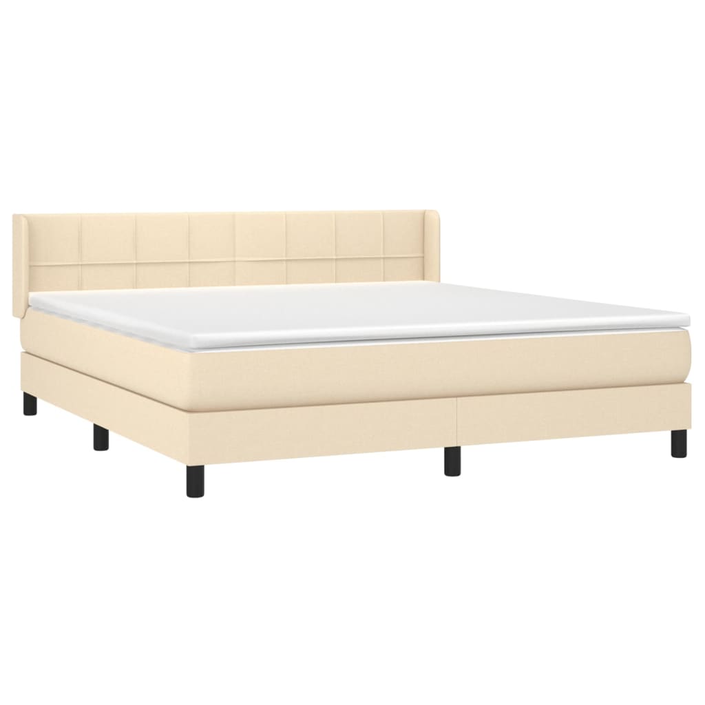 Giroletto a Molle con Materasso Crema 160x200 cm in Tessuto | homemem39