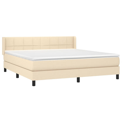 Giroletto a Molle con Materasso Crema 160x200 cm in Tessuto | homemem39