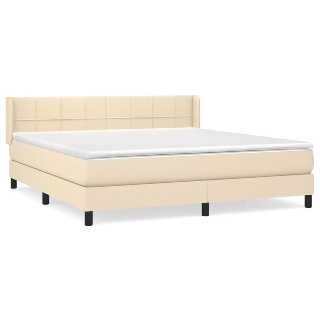 Giroletto a Molle con Materasso Crema 180x200 cm in Tessuto | homemem39