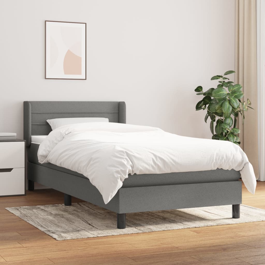 Giroletto a Molle con Materasso Grigio Scuro 90x200 cm Tessuto | homemem39