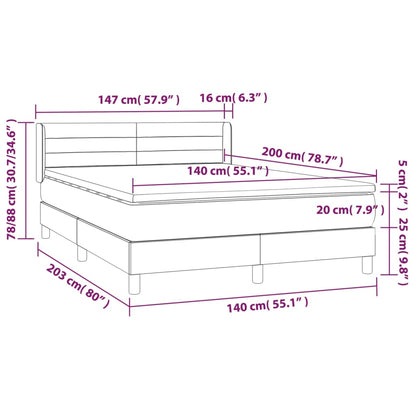 Giroletto a Molle con Materasso Tortora 140x200 cm in Tessuto | homemem39