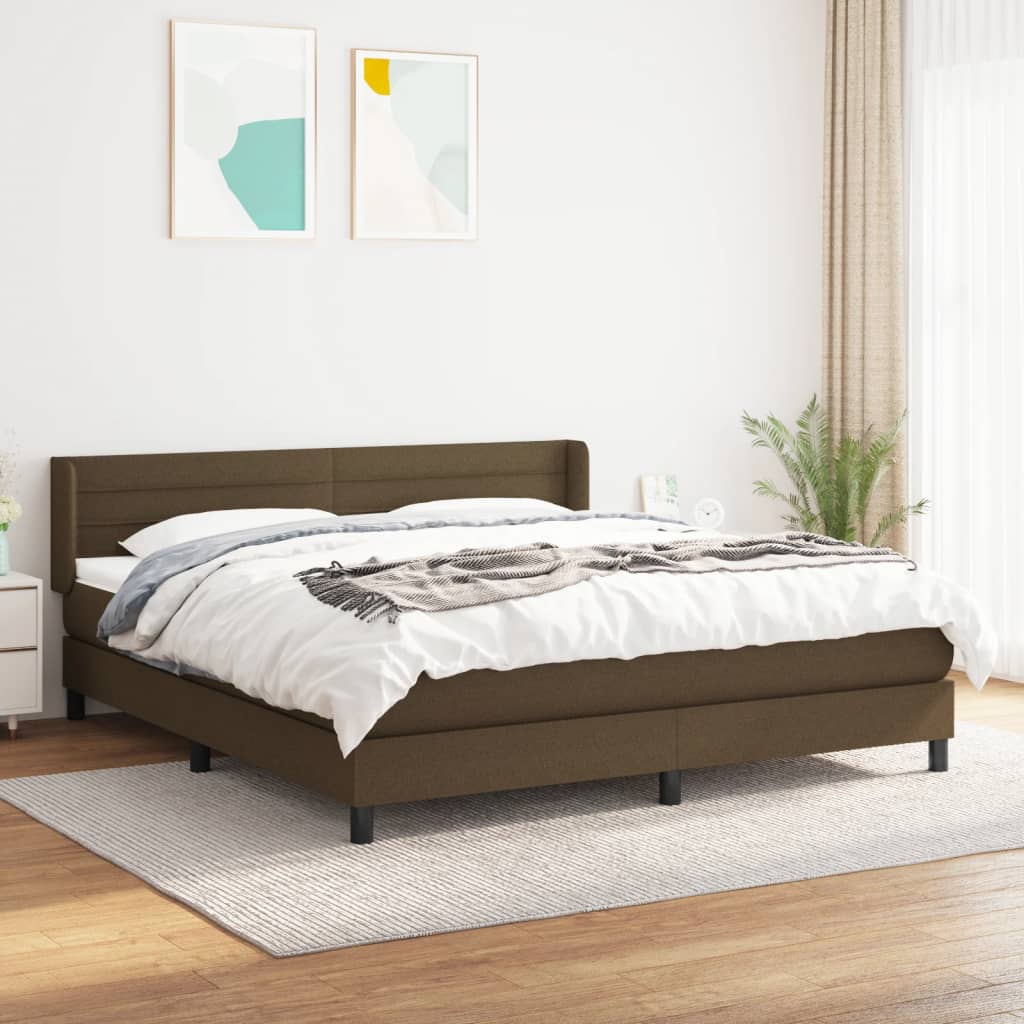 Giroletto a Molle con Materasso Marrone Scuro 160x200cm Tessuto | homemem39