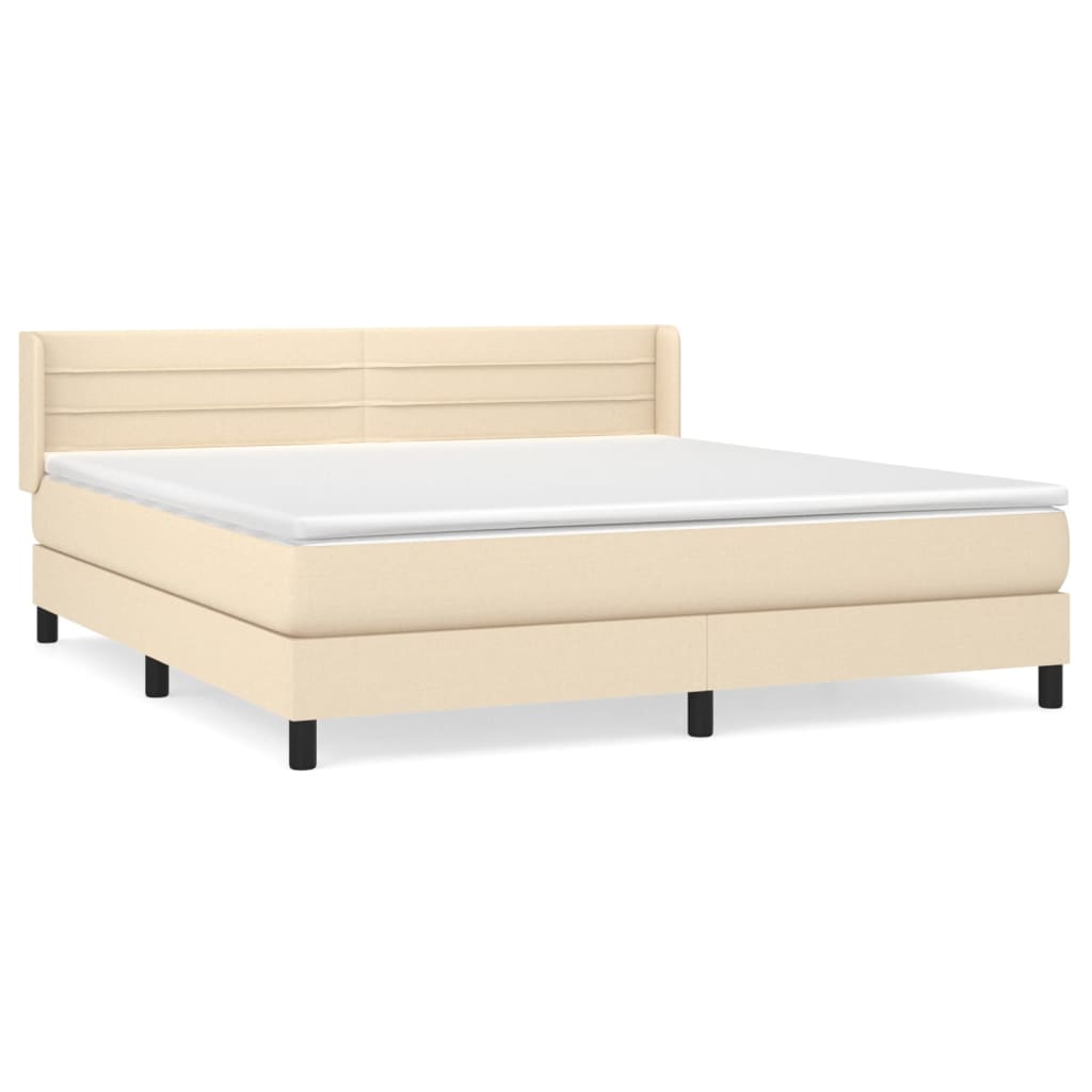 Giroletto a Molle con Materasso Crema 180x200 cm in Tessuto | homemem39