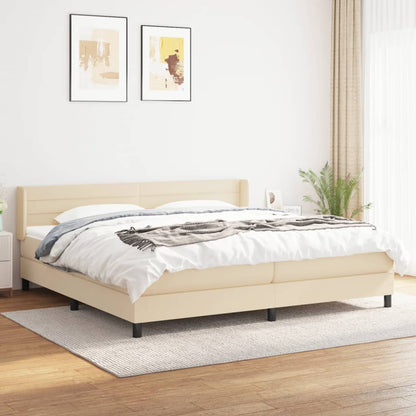 Giroletto a Molle con Materasso Crema 200x200 cm in Tessuto | homemem39