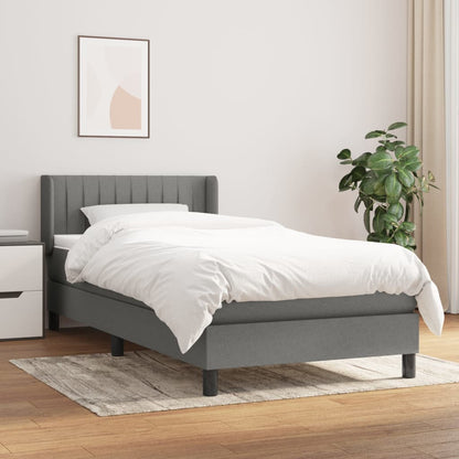 Giroletto a Molle con Materasso Grigio Scuro 90x190 cm Tessuto | homemem39