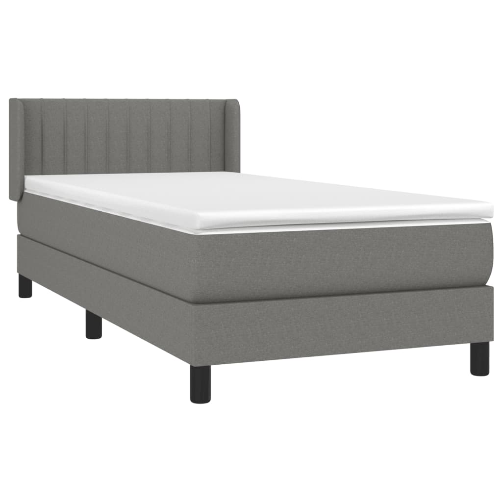 Giroletto a Molle con Materasso Grigio Scuro 90x200 cm Tessuto | homemem39