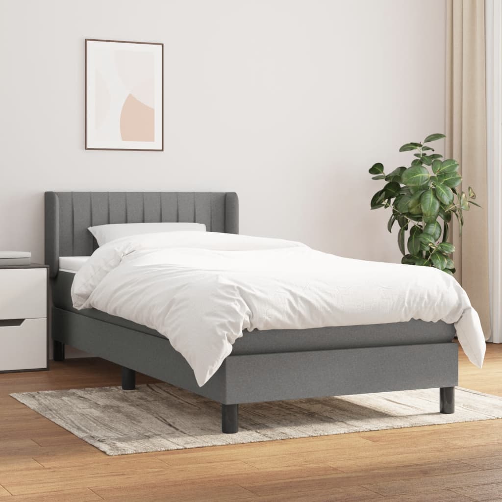 Giroletto a Molle con Materasso Grigio Scuro 90x200 cm Tessuto | homemem39