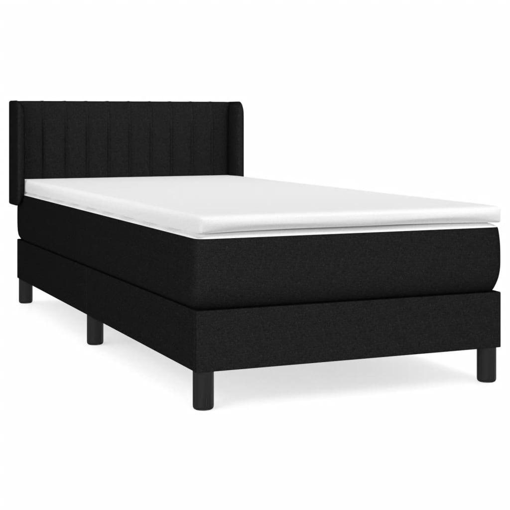 Giroletto a Molle con Materasso Nero 100x200 cm in Tessuto