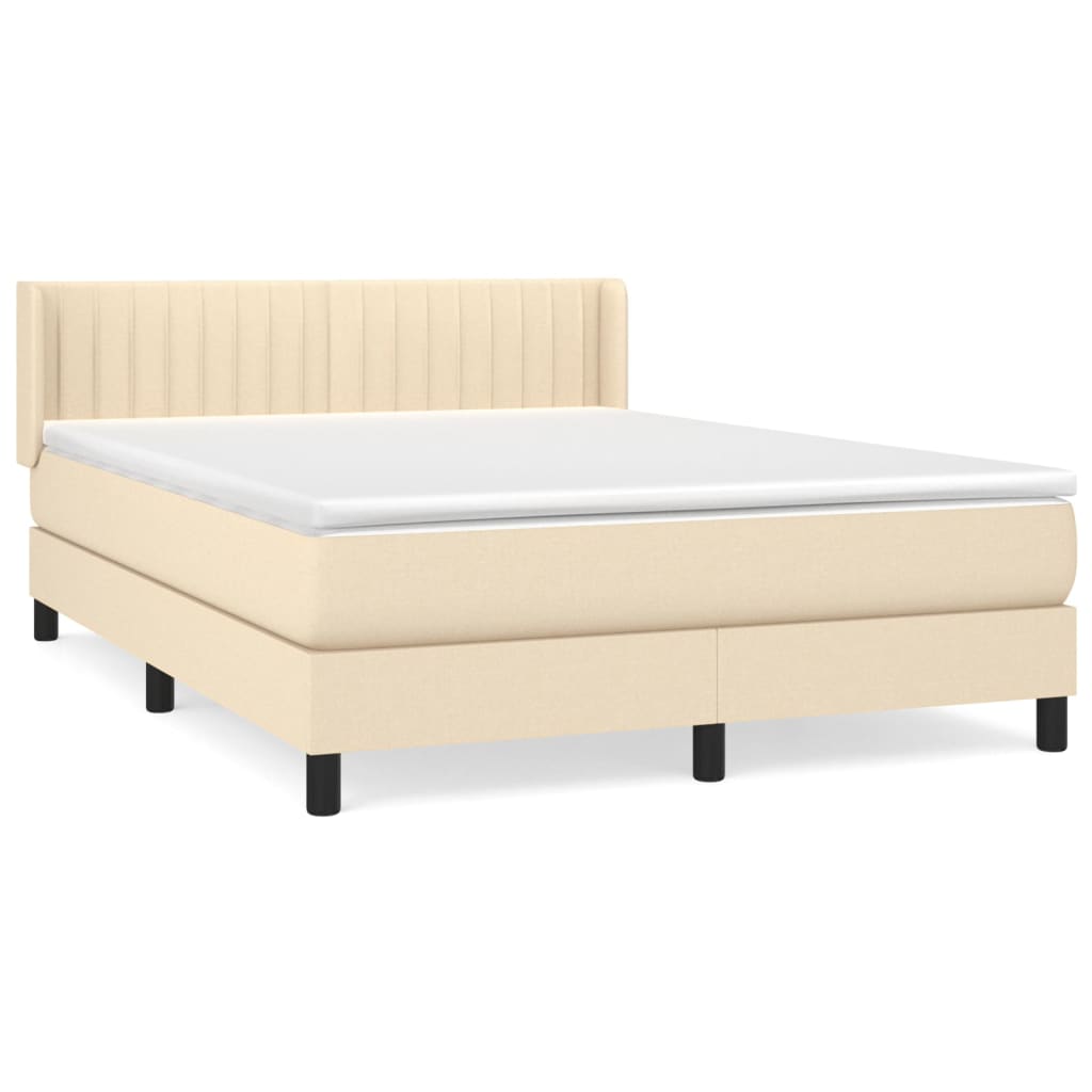 Giroletto a Molle con Materasso Crema 140x200 cm in Tessuto | homemem39