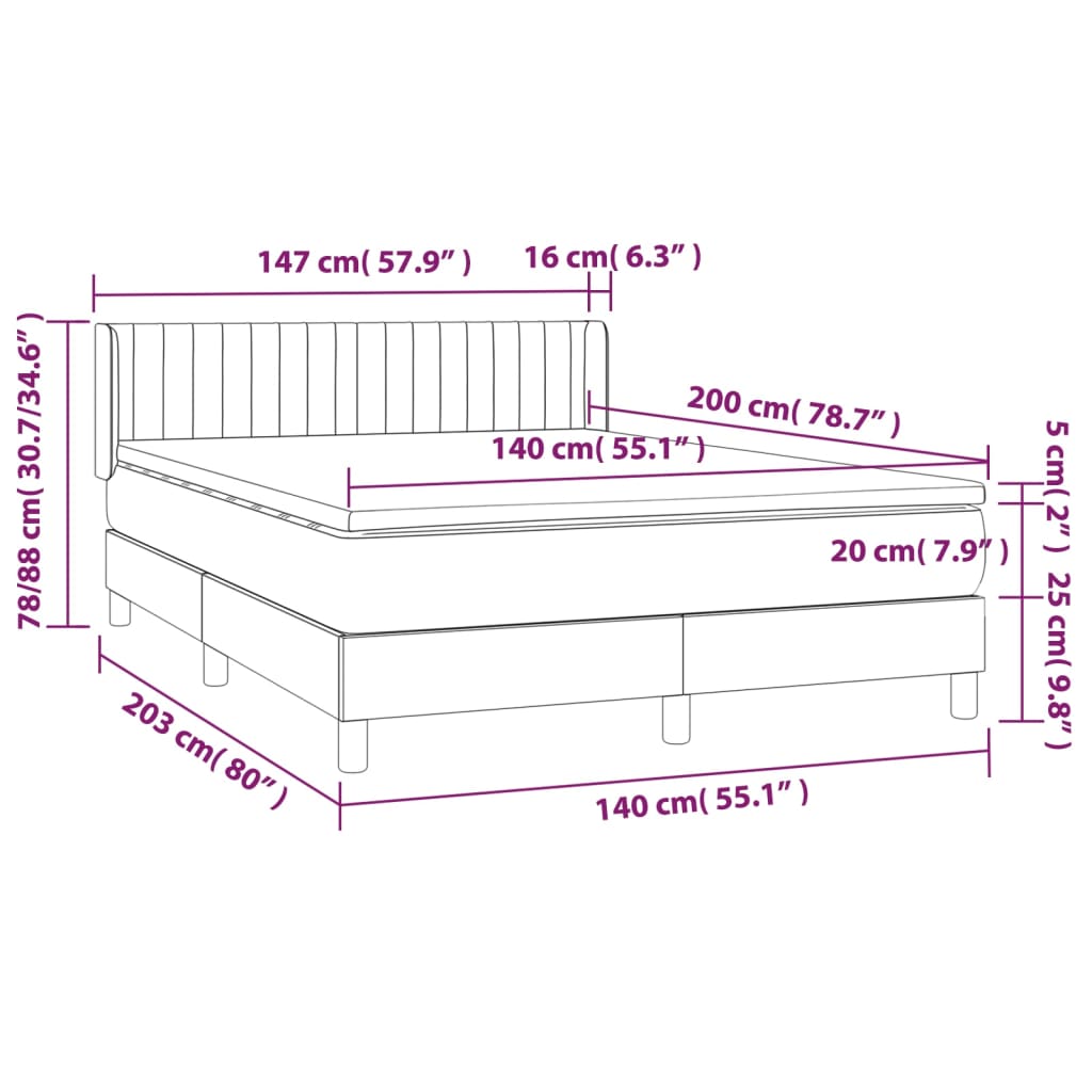 Giroletto a Molle con Materasso Blu 140x200 cm in Tessuto | homemem39
