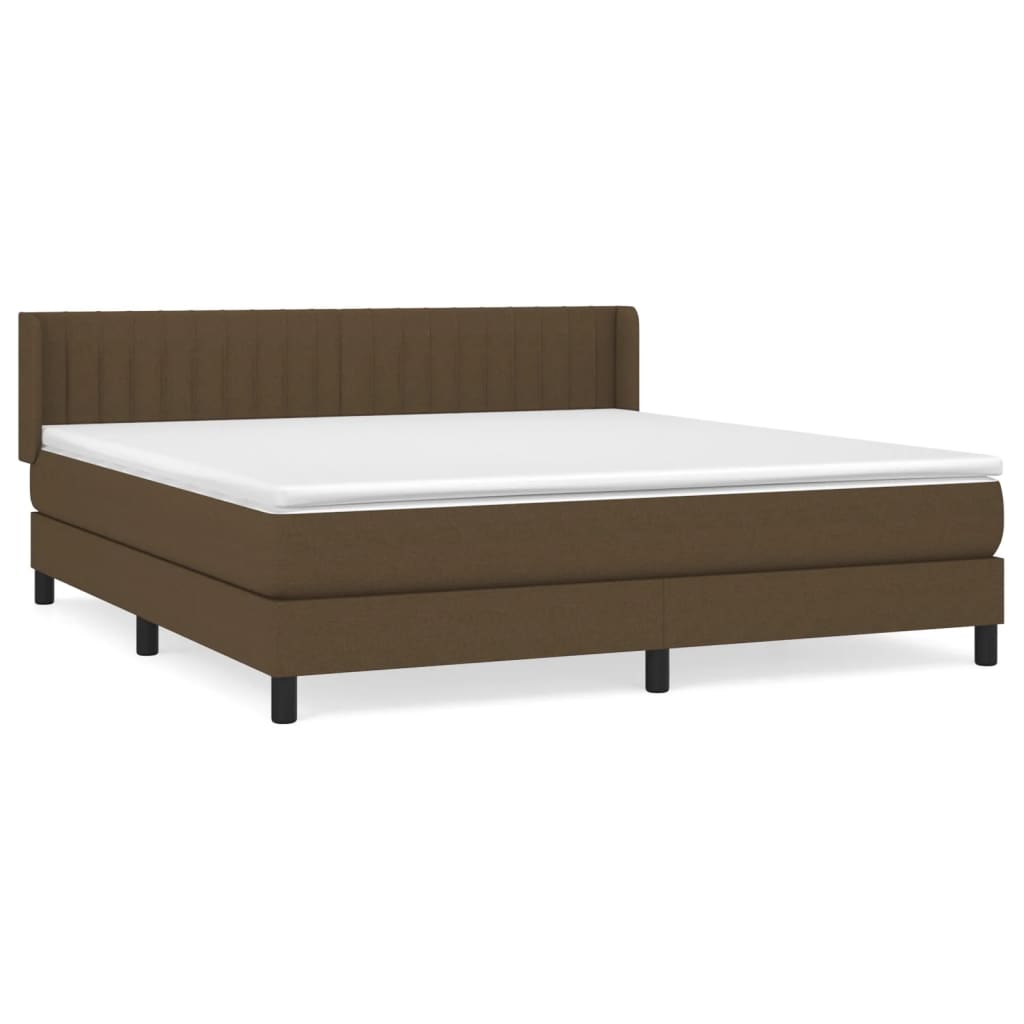 Giroletto a Molle con Materasso Marrone Scuro 160x200cm Tessuto | homemem39