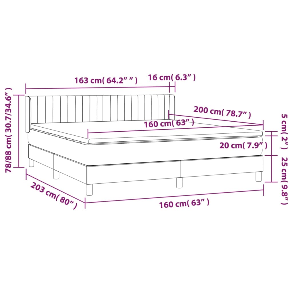 Giroletto a Molle con Materasso Tortora 160x200 cm in Tessuto | homemem39