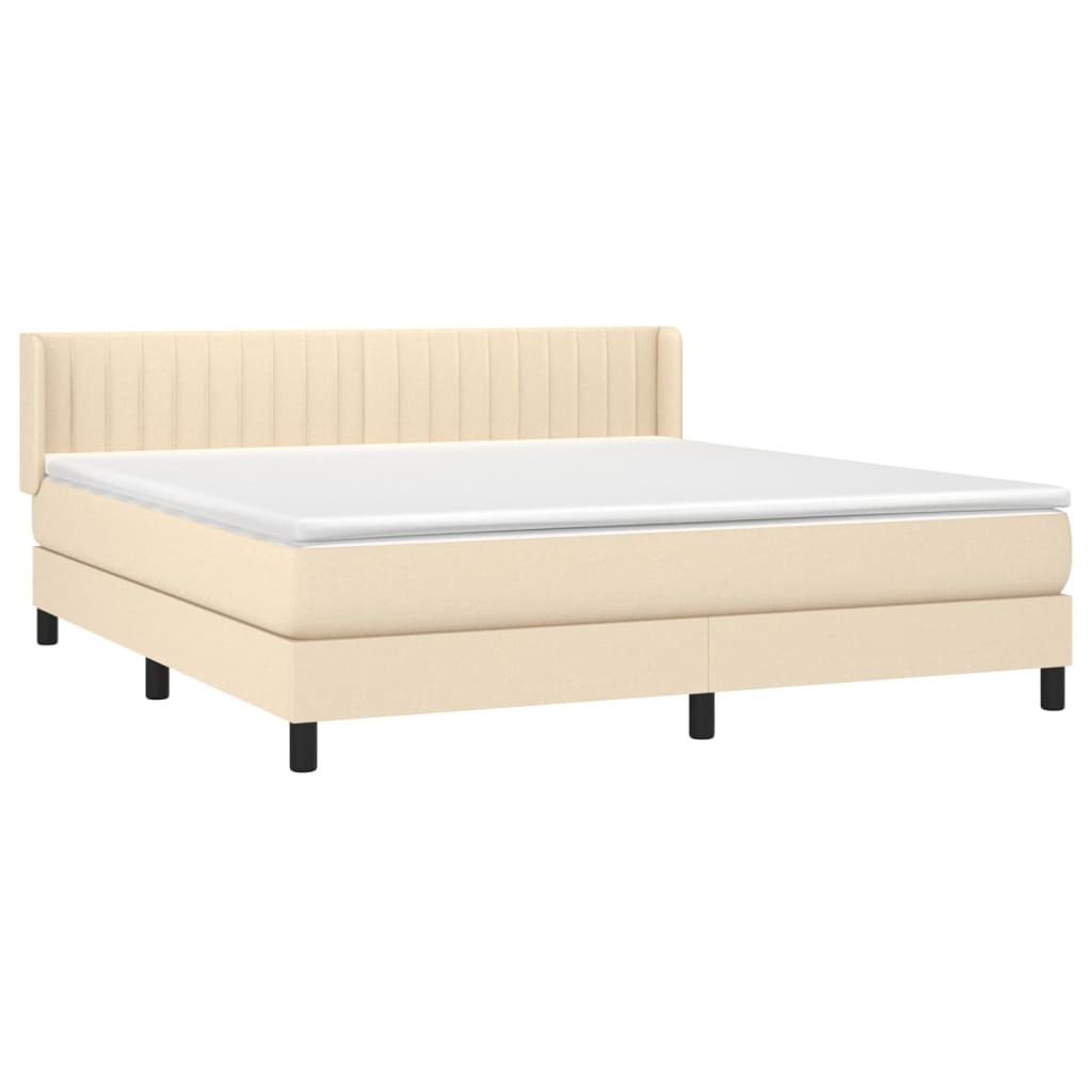 Giroletto a Molle con Materasso Crema 160x200 cm in Tessuto | homemem39