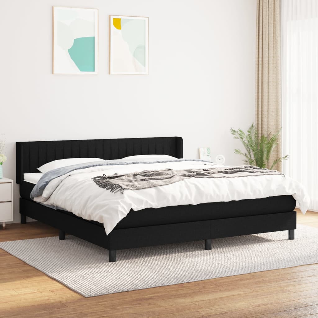 Giroletto a Molle con Materasso Nero 180x200 cm in Tessuto | homemem39