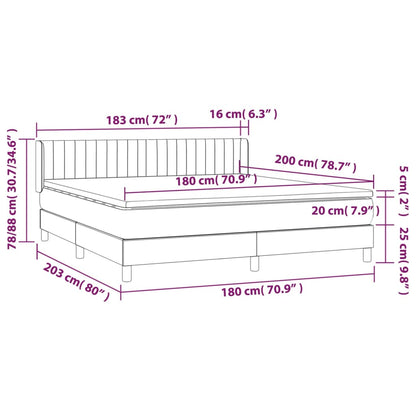Giroletto a Molle con Materasso Marrone Scuro 180x200cm Tessuto | homemem39