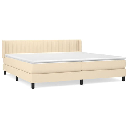 Giroletto a Molle con Materasso Crema 200x200 cm in Tessuto | homemem39