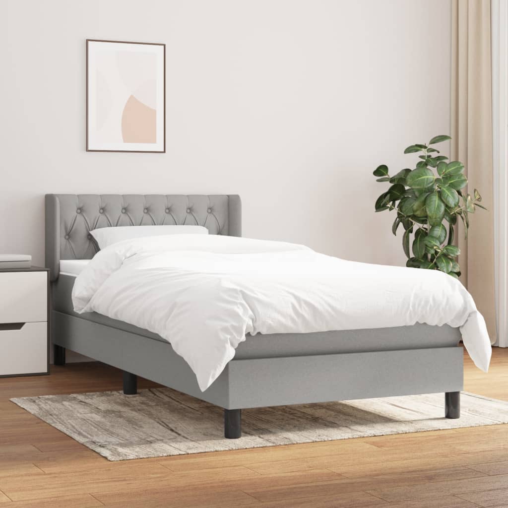 Giroletto a Molle con Materasso Grigio Chiaro 90x190 cm Tessuto | homemem39