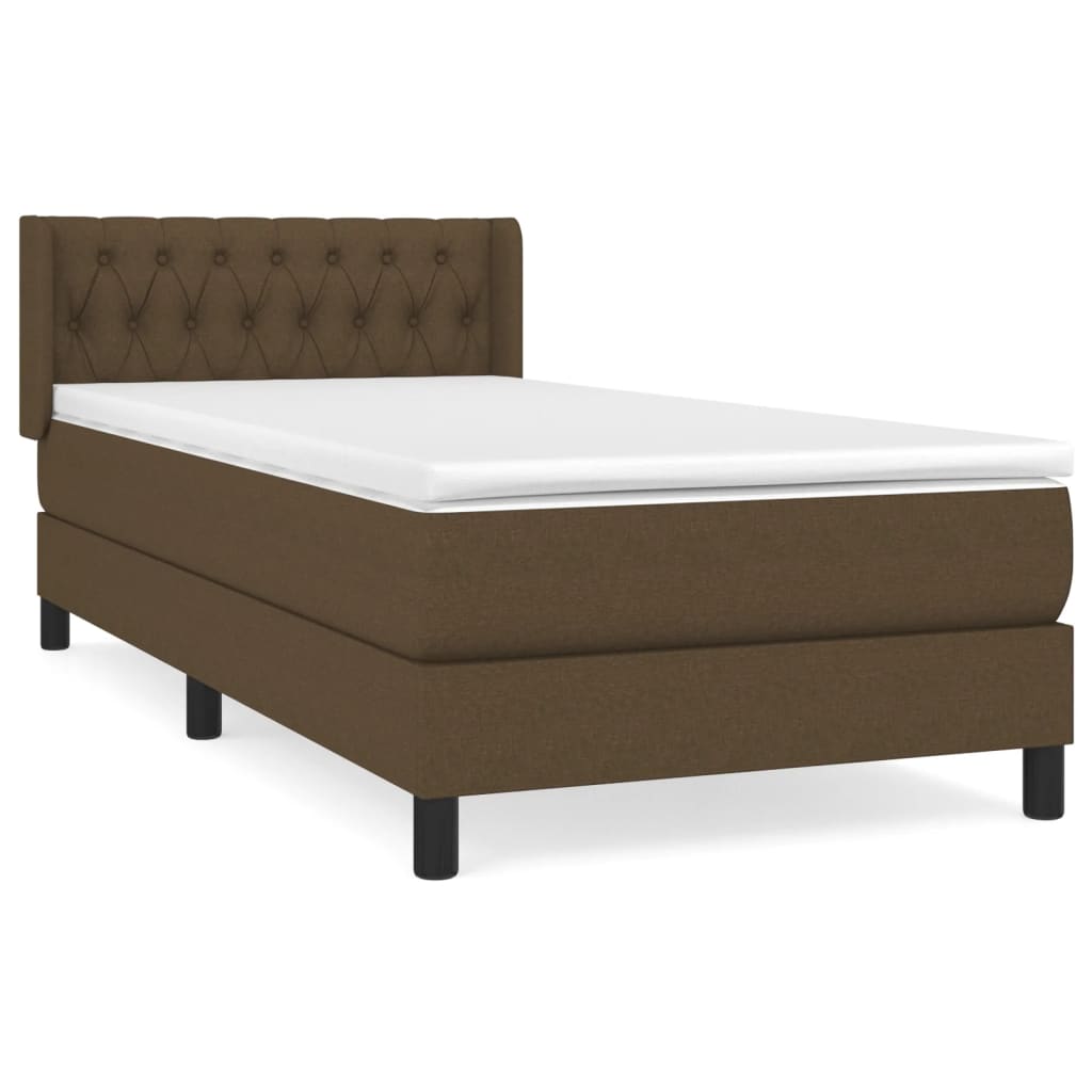 Giroletto a Molle con Materasso Marrone Scuro 90x190cm Tessuto | homemem39