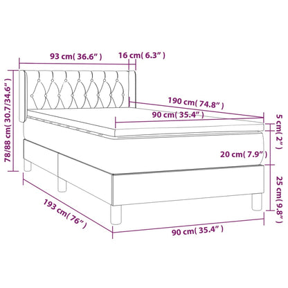 Giroletto a Molle con Materasso Marrone Scuro 90x190cm Tessuto | homemem39