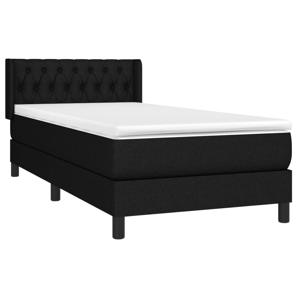 Giroletto a Molle con Materasso Nero 90x200 cm in Tessuto | homemem39