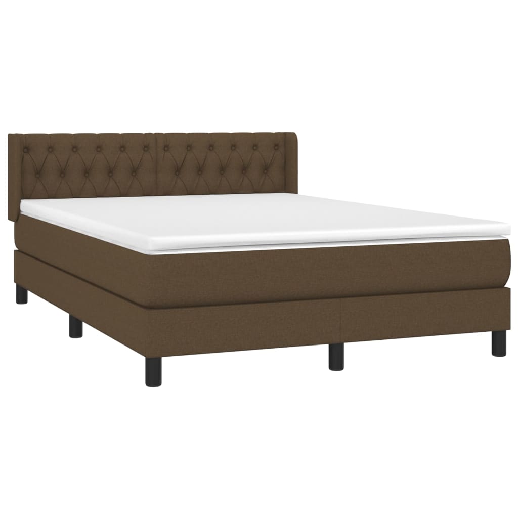 Giroletto a Molle con Materasso Marrone Scuro 140x200cm Tessuto | homemem39