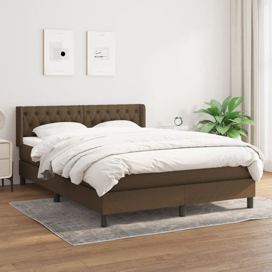 Giroletto a Molle con Materasso Marrone Scuro 140x200cm Tessuto | homemem39