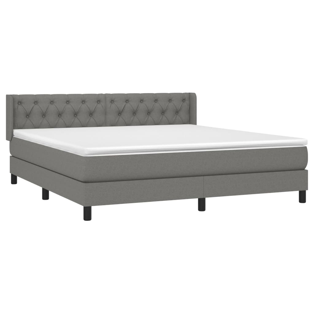 Giroletto a Molle con Materasso Grigio Scuro 160x200 cm Tessuto | homemem39