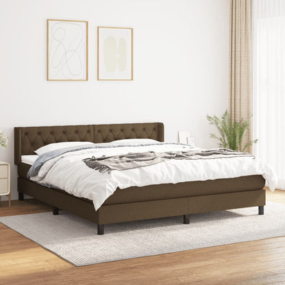 Giroletto a Molle con Materasso Marrone Scuro 160x200cm Tessuto | homemem39