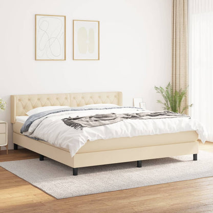 Giroletto a Molle con Materasso Crema 160x200 cm in Tessuto | homemem39