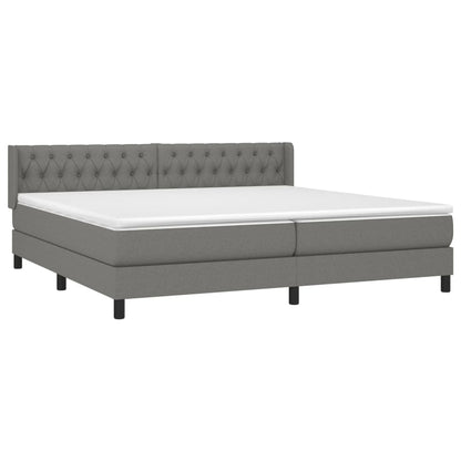Giroletto a Molle con Materasso Grigio Scuro 200x200 cm Tessuto | homemem39