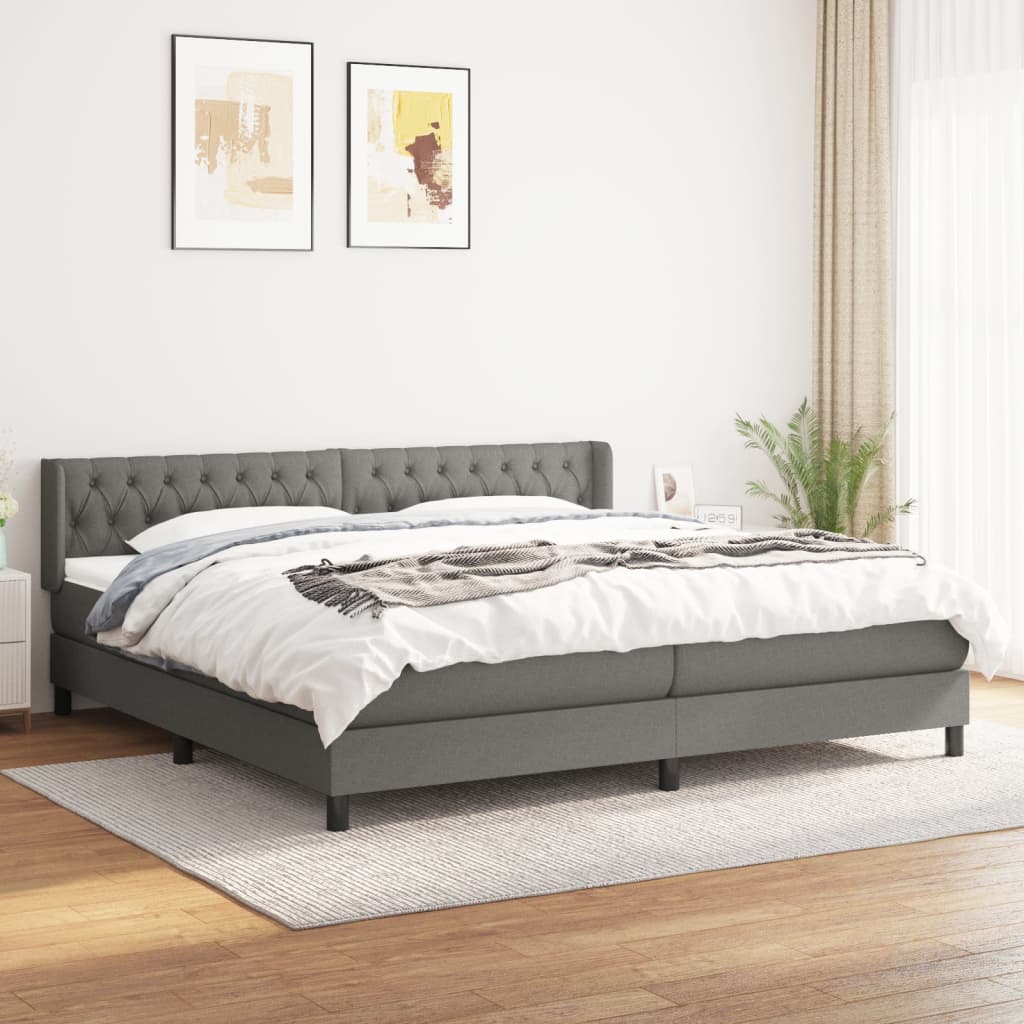 Giroletto a Molle con Materasso Grigio Scuro 200x200 cm Tessuto | homemem39