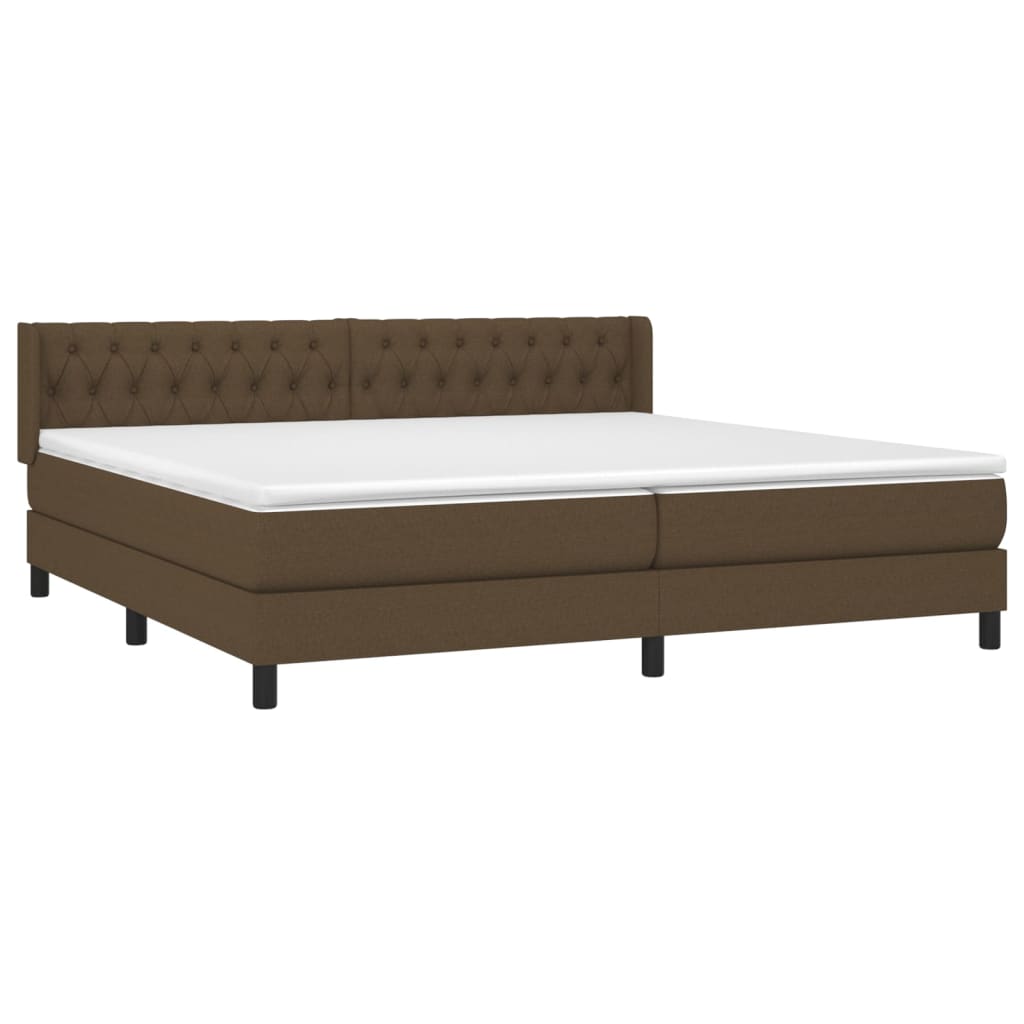 Giroletto a Molle con Materasso Marrone Scuro 200x200cm Tessuto | homemem39