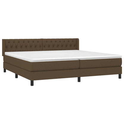 Giroletto a Molle con Materasso Marrone Scuro 200x200cm Tessuto | homemem39