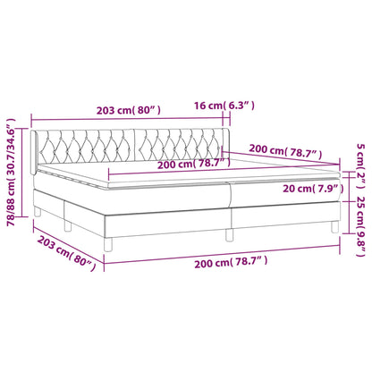 Giroletto a Molle con Materasso Marrone Scuro 200x200cm Tessuto | homemem39