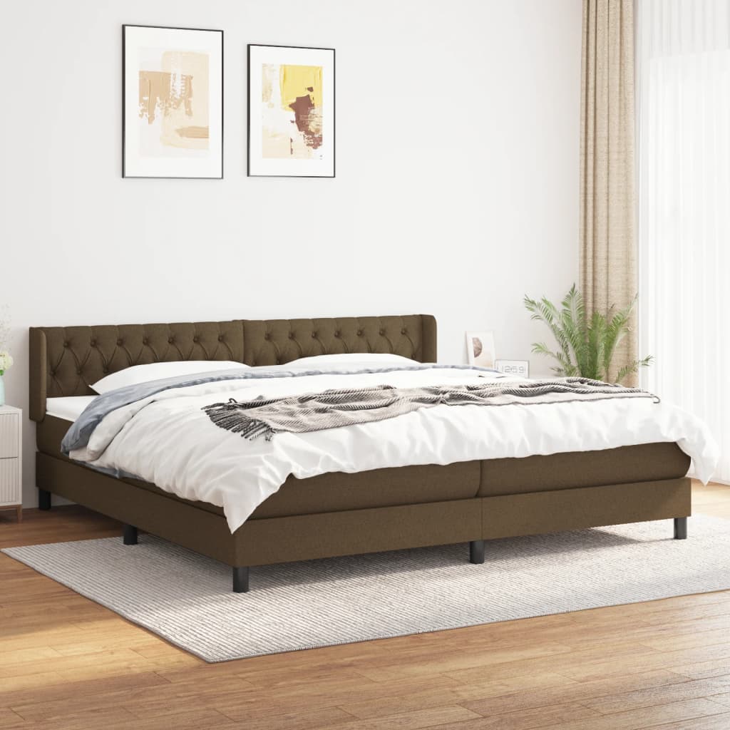 Giroletto a Molle con Materasso Marrone Scuro 200x200cm Tessuto | homemem39