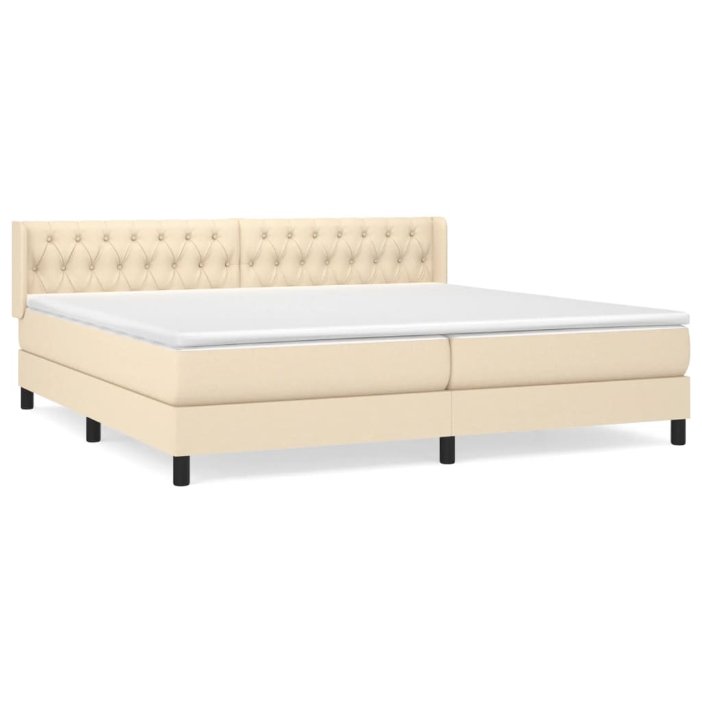 Giroletto a Molle con Materasso Crema 200x200 cm in Tessuto | homemem39