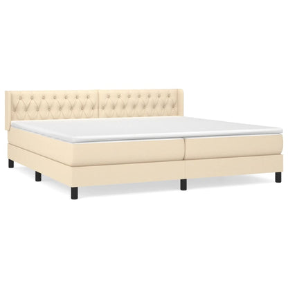Giroletto a Molle con Materasso Crema 200x200 cm in Tessuto | homemem39