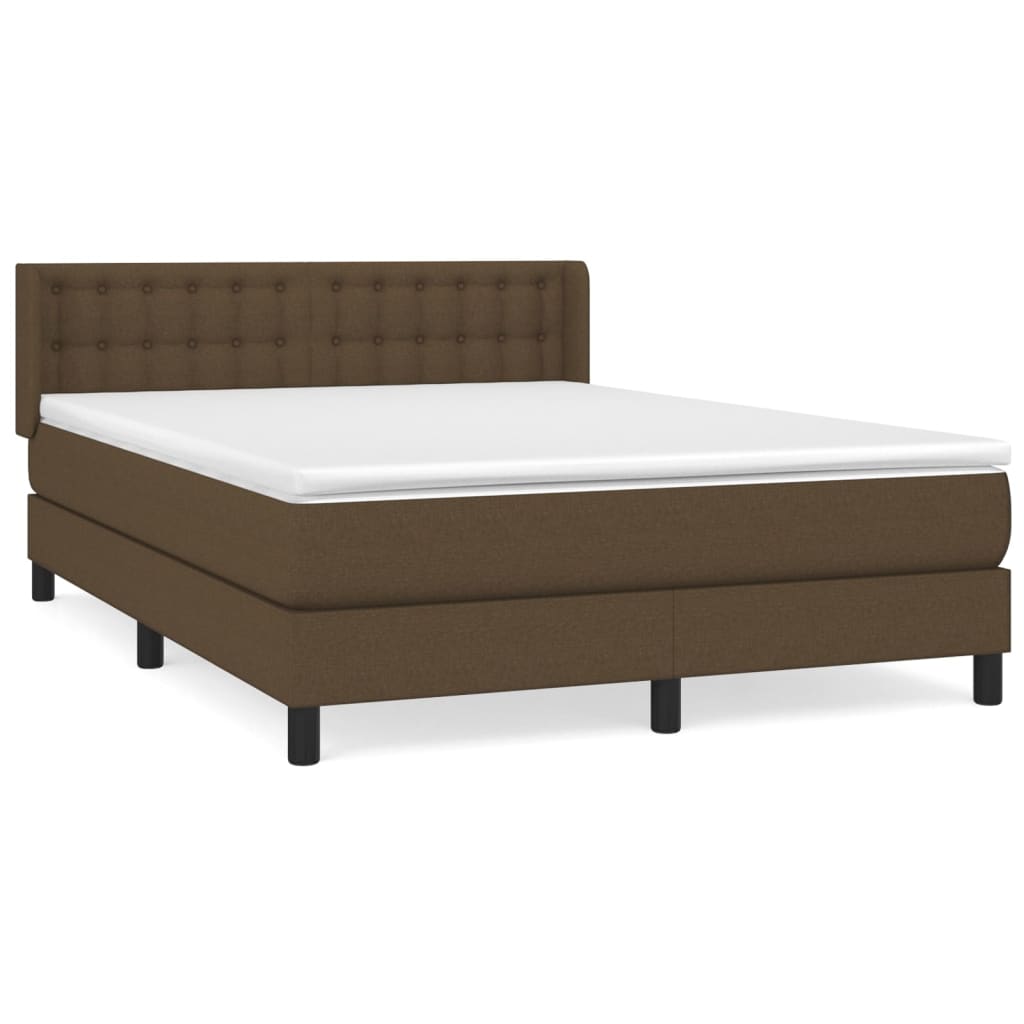 Giroletto a Molle con Materasso Marrone Scuro 140x190cm Tessuto | homemem39