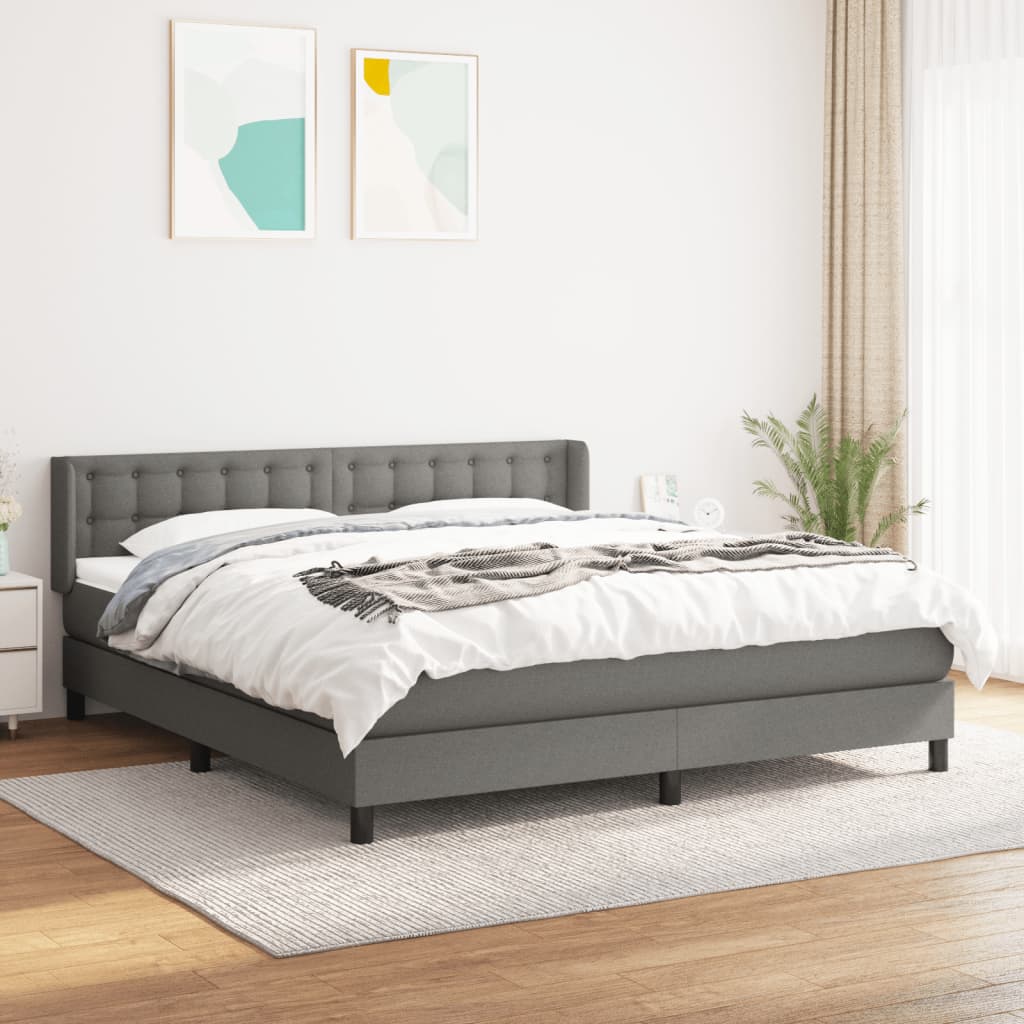 Giroletto a Molle con Materasso Grigio Scuro 160x200 cm Tessuto | homemem39