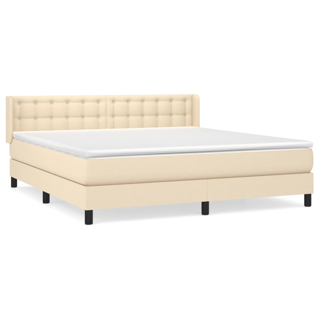 Giroletto a Molle con Materasso Crema 160x200 cm in Tessuto | homemem39
