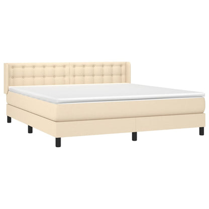 Giroletto a Molle con Materasso Crema 160x200 cm in Tessuto | homemem39