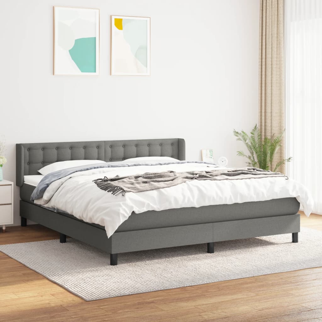 Giroletto a Molle con Materasso Grigio Scuro 180x200 cm Tessuto | homemem39