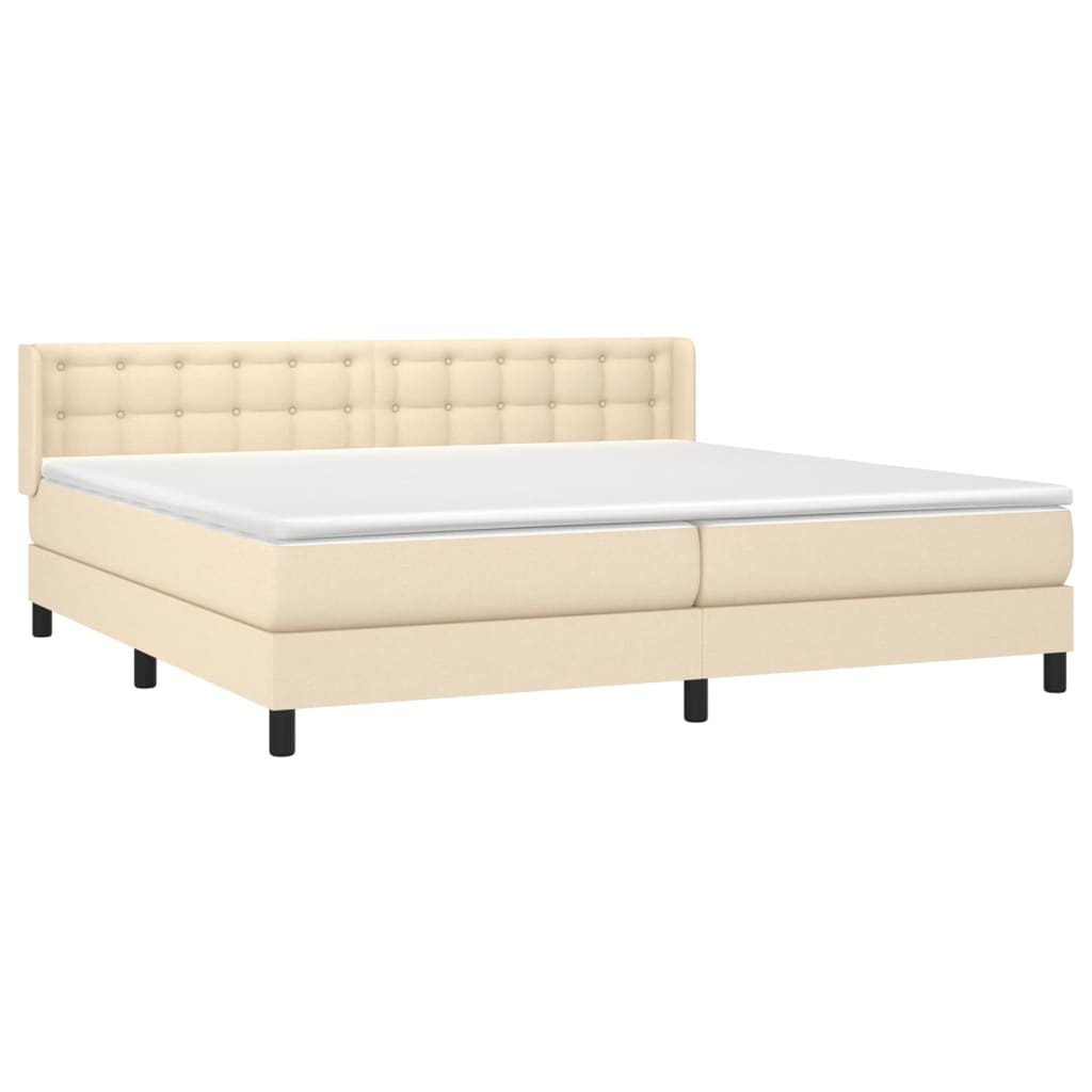 Giroletto a Molle con Materasso Crema 200x200 cm in Tessuto | homemem39