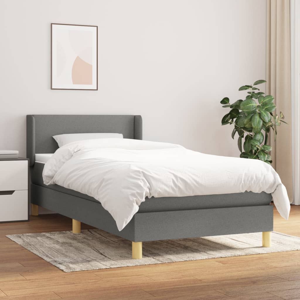 Giroletto a Molle con Materasso Grigio Scuro 90x190 cm Tessuto | homemem39