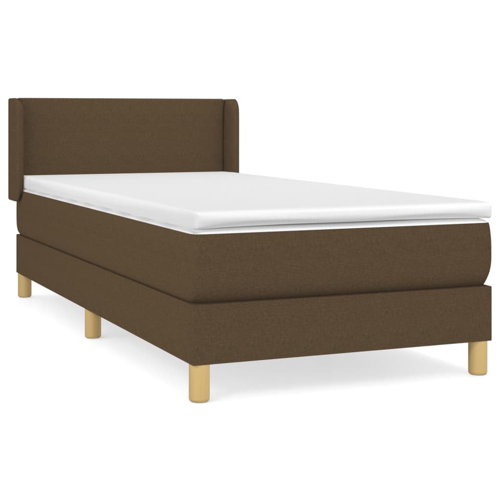 Giroletto a Molle con Materasso Marrone Scuro 90x190cm Tessuto | homemem39